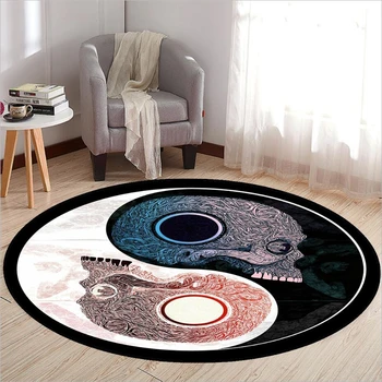 

Circular Simple Carpet Taiji Geometric Magic Array Living Room Decorative Floor Mat Anti Slip Entrance Porch Large Rugs
