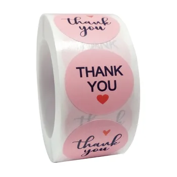 

500pcs Pink Thank You Stickers with Heart 1 inch Thanks For Shopping Small Shop Local Handmade Sticker Kraft Labels Sticker
