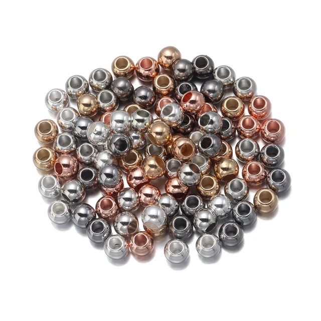 20-100pcs/Lot 6 8 10 12 14mm CCB Spacer Beads Round Loose Bead Big Large Hole Beads For Jewelry Making  DIY Bracelet Wholesale Mix Color