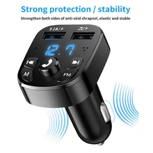 Bluetooth Version 5.0 FM Transmitter Car Player Kit Card Car Charger Quick With QC3.0 Dual USB Voltmeter & AUX IN/OUT DC 12/24V