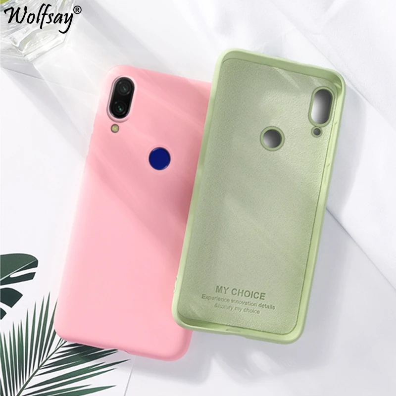 cheap Candy TPU Case For Xiaomi Redmi 7 Case Redmi 6 Pro 6A 7A K20 Carbon Fiber Solid Color Liquid Phone Case For Xiaomi Redmi 7 Cover