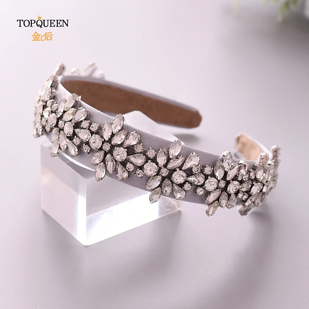 gray TOPQUEEN S269-FG, свадебные стразы, аксессуары для волос, свадебная тиара, головные уборы в стиле барокко, повязка на голову, свадебные украшения для волос - Цвет: gray