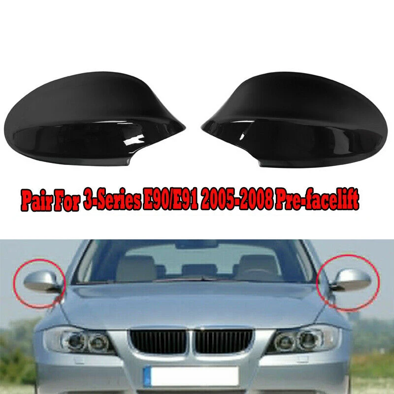 1 Pair Rear View Mirror Cover Caps for BMW E90 E91 325I 328I 330I Sedan
