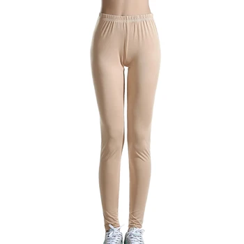 

Women High Waist Leggings Solid Color Stretch Milk Silk Leggings Juniors Sexy Elastic Basic Leggins