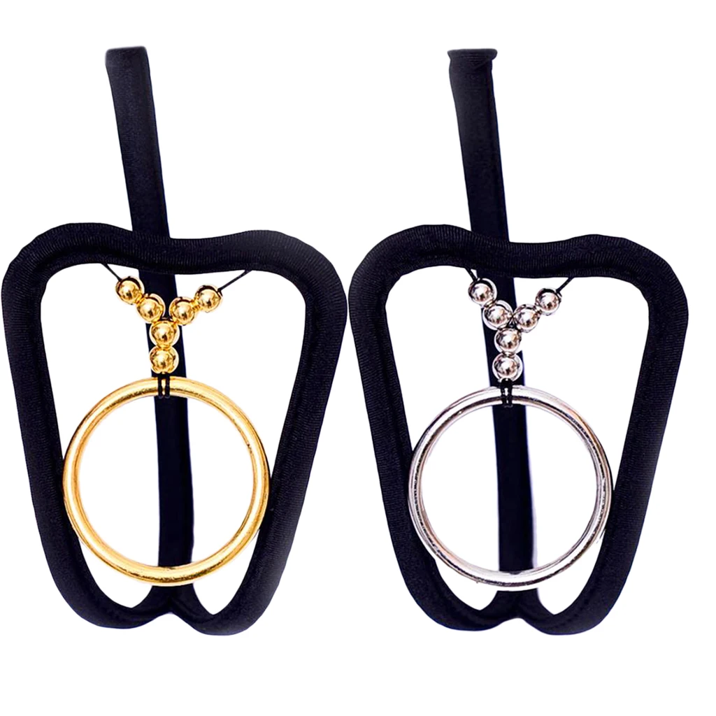 4/pack Men's C String Thong Invisible Underwear Briefs with Metallic Silver/Gold Circle