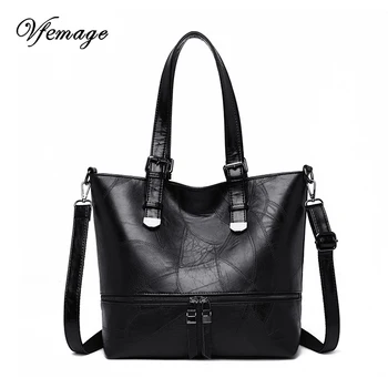 

Vfemage Vintage Bucket Bags Women Handbag Large Capacity Ladies Top-handle Bag Totes Female Shoulder Bag Multifunction Sac Femme