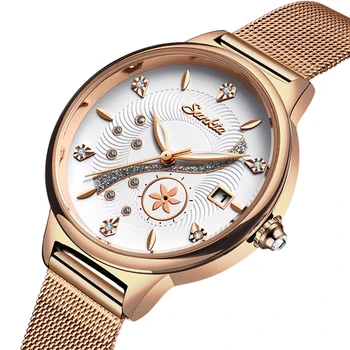 

2020 Relogio Feminino Luxury Crystal Women Watches Ladies Quartz Wristwatch Waterproof Steel Strap Female Clock Elegant SUNKTA