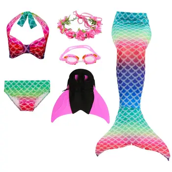

Little Mermaid Tails for Swimming Monofin Bathing Suit Girls Kids Swimmable Bikini Children's Swimsuit Mermaid Cosplay Costume