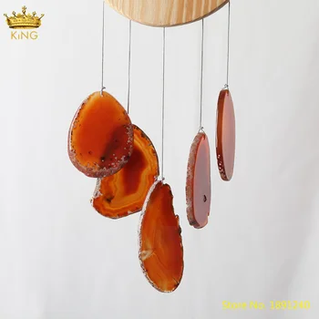 

Red Color Natural Agates Slab Slice Beads Hanging Wind Chimes Ornament Jewelry,Healing Home Room Window Stone Decoration Jewelry