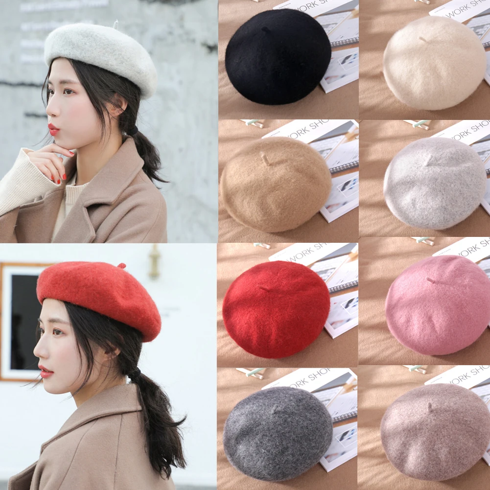 Softmusic Outdoor Traval Hats,Men Women Winter Warm Plaid Woolen Peaked Hat Newsboy Ski Beret Cap
