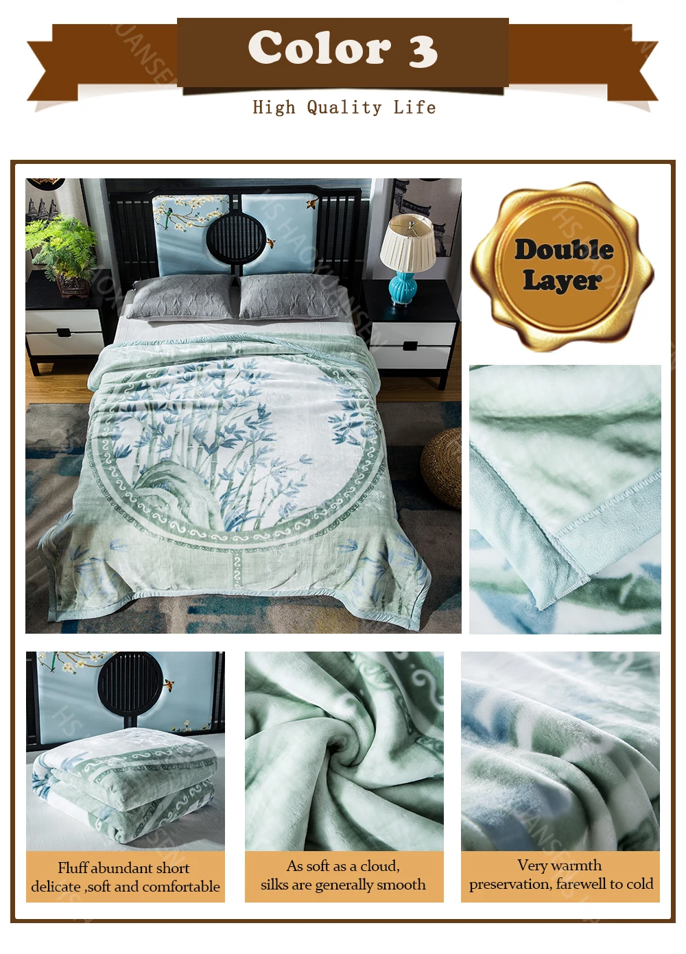 4 кг коричневое плотное Облачное одеяло с бамбуковым принтом Двухслойное зимнее теплое одеяло s 200*230 см для взрослых пушистое покрывало для