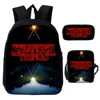

Popular Set of 3 stranger things Backpacks Boys Girls Fans School Gifts Hot Kids School Bag Mochila small Backpacks pencil case