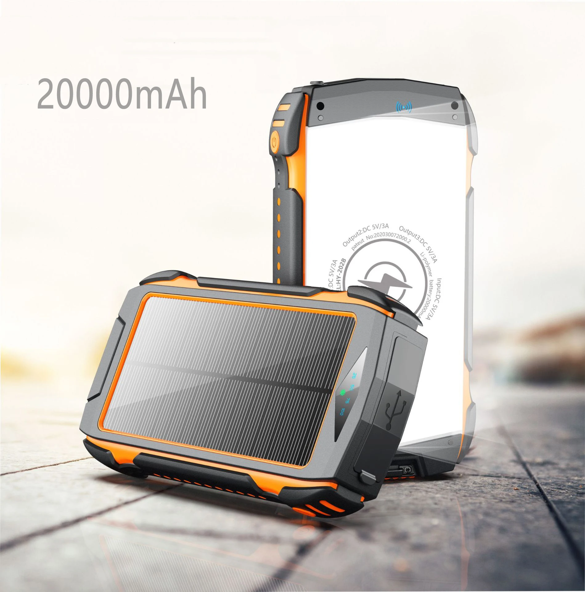 portable charger for android 20000mAh Qi Wireless Charger Solar Power Bank for iPhone 12 11 XR Samsung Xiaomi Powerbank With Camping Light Dual USB Poverbank best powerbanks