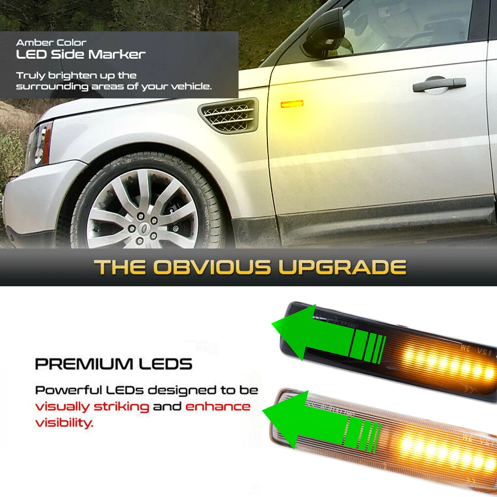 2Pcs LED Turn Signal Dynamic Side Marker Lamps Repeater Indicator Light For Land Rover Discovery 3 4 Rover Sport L320 Freeland 2