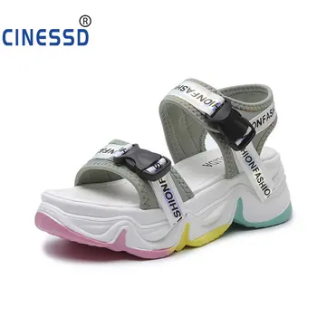 

2020 Summer Women's Sandals Rainbow Thick Bottom Color shoes High heels Platform Trend Women Sandals Beach Casual Sandals
