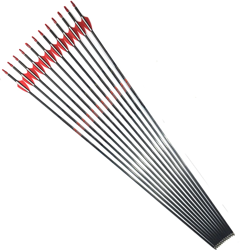 12pcs-Pure-Carbon-Arrows-Spine-500-600-700-800-900-1000-ID-4-2mm-Shafts-Plastic
