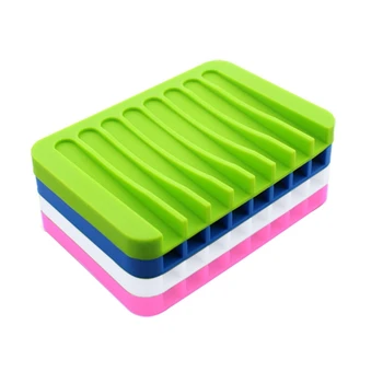 

Drain Soap Box Non-slip Soft Silicone Tray Sponge Soap Dish Plate Box Holder Container Shelf Home Kitchen Bathroom Tool