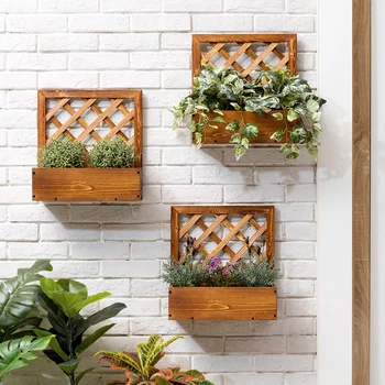 

Solid pine wall hanging flower shelf thickened board solid wood floor indoor multi-storey balcony living room fleshy flowerpot