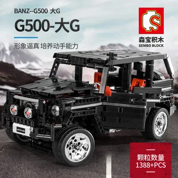 

1388pcs Technic Series G500 SUV Car Building Block Set Pull Back Big G Rotating Gear MOC DIY Brick Toys For Boys