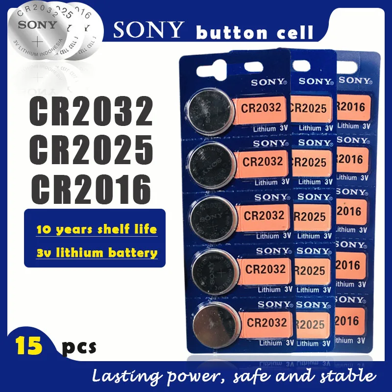 15PCS/lot SONY Original CR2032 CR2025 CR2016 Button Cell Battery 3V