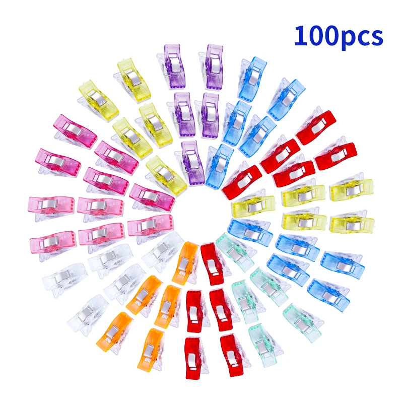 100 Plastic Sewing Clips Sewing Fabric Clips Multipurpose Craft Clips  Sewing Clips Accessories Craft Clips Used For Diy Fabric Sewing Total 9  Colors