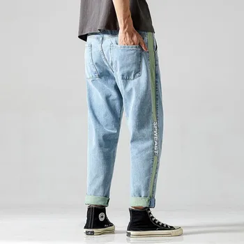 

2020 Fashion Men Jeans Loose Side stitching alphabet printing Cargo Denim Harem pants Man Trousers Hip Hop Joggers Pants w697