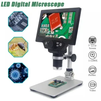

G1200 Electronic Digital Microscope 12MP 7 Inch Large Screen HD LCD Display 1-1200X Continuous Amplification Magnifier Tool