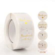 

500Pcs 1Inch/ 2.5CM Golden Thank You Label Stickers for Gift Card Box Package Party Wrapping Decorate Baking Food Small Business