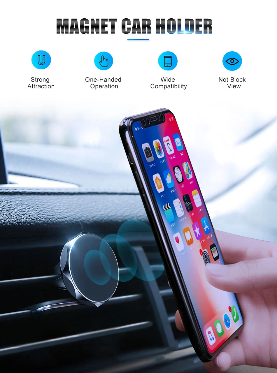 Универсальный магнитный автомобильный держатель для телефона для iPhone X 11, Xiaomi, gps, крепление на вентиляционное отверстие, кронштейн для смартфона, магнитный держатель для сотового телефона