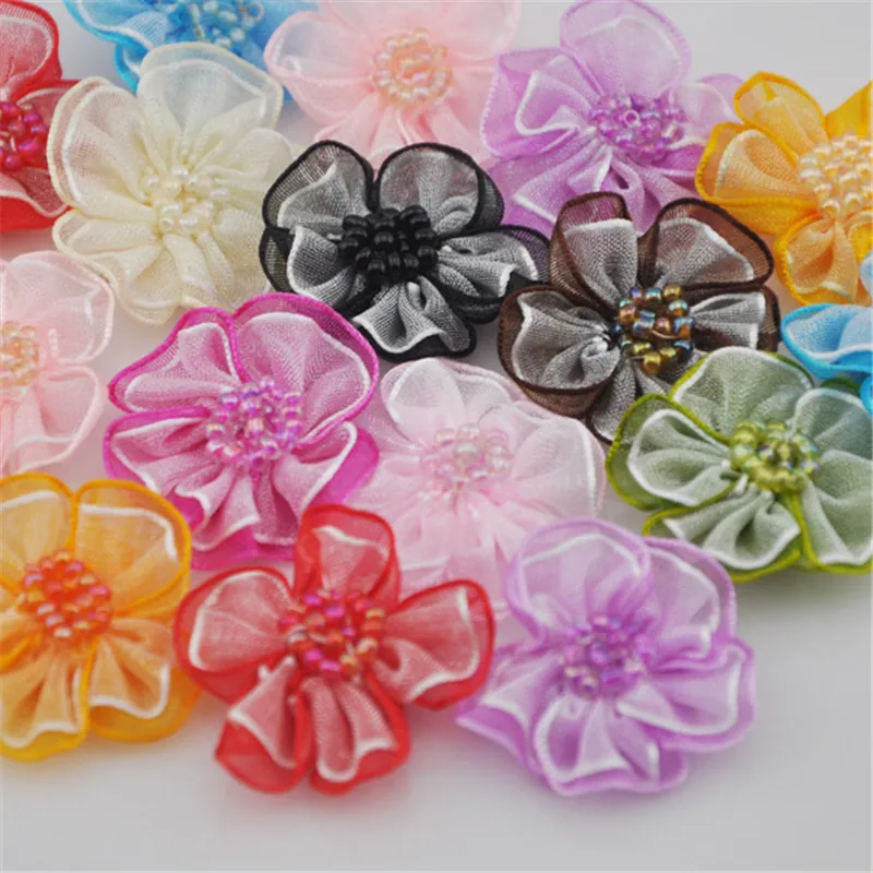 40pcs-Organza-Ribbon-Flowers-Bows-2tone-Wedding-Sewing-Craft-Decoration ...