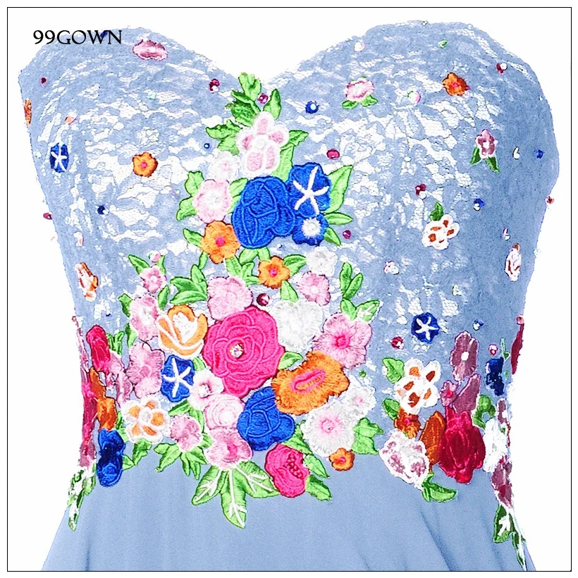 99GOWN длинное кружевное платье для свадьбы, роскошное платье подружки невесты с вышивкой без бретелек, свадебное платье
