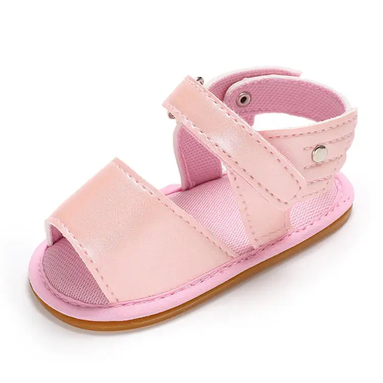 Infant Baby Shoes Girl Sandals Rubber Soft Sole Anti-Slip Summer Pu Wing Newborn First Walker New Fashion Crib Shoes - Цвет: Розовый