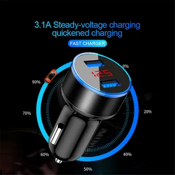 

3.1A Dual USB Car Charger With LED Display Universal Mobile Phone Car-Charger for Xiaomi Samsung S8 iPhone 6 6s 7 8 Plus Tablet