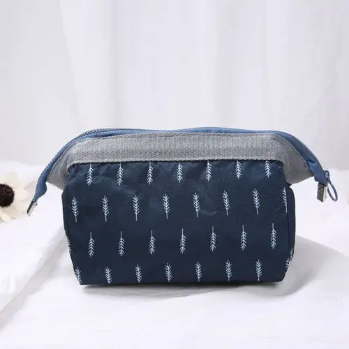 Dark Blue Leaves Модная дамская косметичка с фламинго, повседневный вместительный чехол, косметичка для путешествий, для девушек, Женская сумочка, многофункциональная Водонепроницаемая коробка - Цвет: Dark Blue Leaves