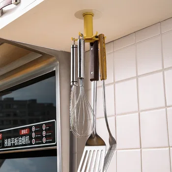 

Wall Hooks Kitchen Kitchen rotating hook wall-mounted punch-free spatula spoon spoon shovel rack kitchen supplies storage rack
