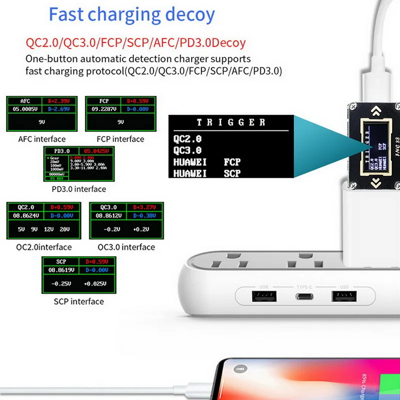 FNC88 тип-c PD триггер тестер батареи USB-C Вольтметр Амперметр Напряжение измеритель тока мультиметр PD зарядное устройство батарея USB Тестер