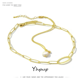 

Yhpup New Fashion Brand Natural Pearls Multilayer Necklace Charm Gold Baroque Jewelry for Female Sweater Party Accessories 2020