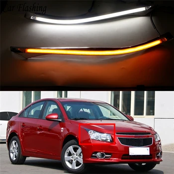 

Car flashing 2PCS Car Headlight Eyebrow Decoration Turn Signal 12V DRL LED Daytime Running Light For Chevrolet Cruze 2009 - 2014