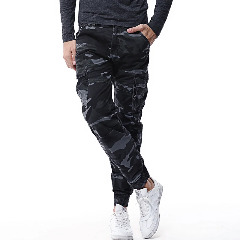 Nice Pop Fashion Camouflage Tactical Cargo Pants Men Casual Slim Camo Mens Joggers Pants Military Ankle-tied Trousers Men