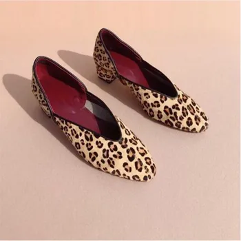 

2020 spring new high heels retro women shoes fashion Round head mid heel work shoes leopard Suede ladies shoes heels women pumps