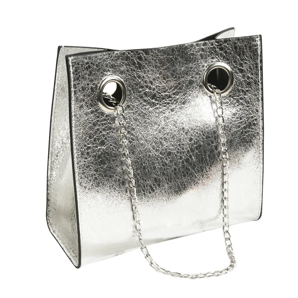 

Burst Crack Chain Shoulder Bag Big Tote Female Messenger Bag PU Leather Rivet Large Capacity Ladies Purse Bags for Women 2019