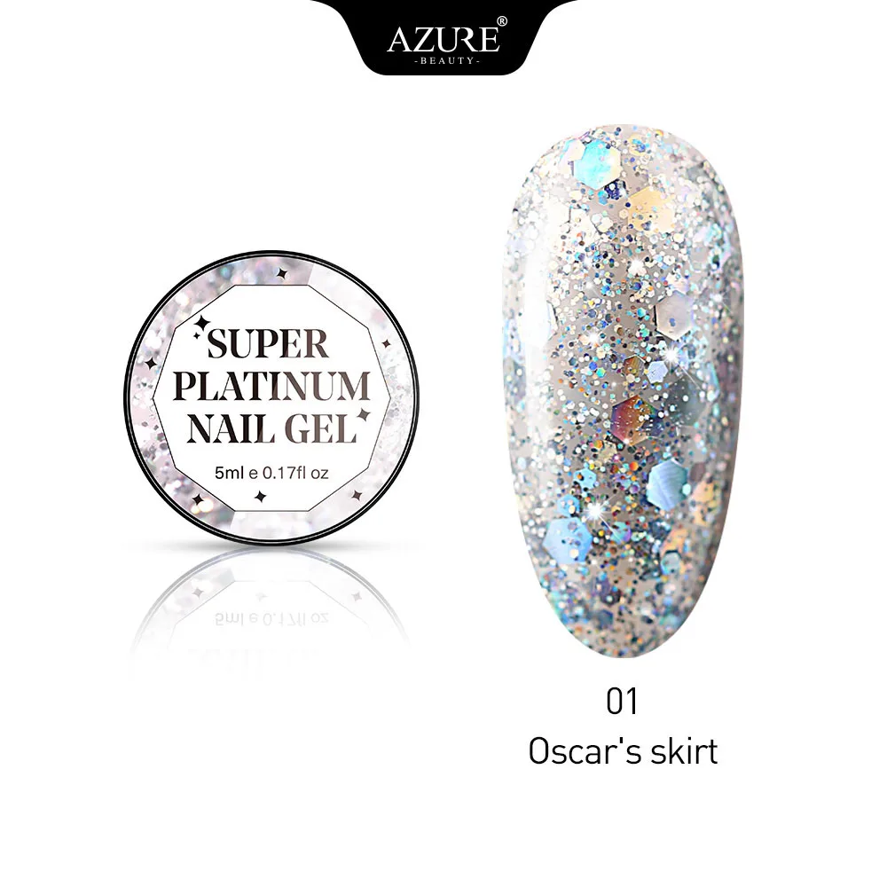 9 Azure beauty Платиновые Блестки УФ-гель для ногтей Блестящие Блестки Гибридный гель светодиодный впитывающий эмаль для ногтей Полупостоянный светодиодный гель эмаль - Цвет: 9