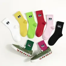 8 пар/лот, женские носки, зимние женские теплые носки, модные спортивные забавные носки с вышитыми большими глазами, милые calcetines mujer