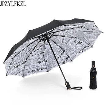 

JPZYLFKZL 10K Double Windproof Foldable Automatic Umbrella Rain Woman Weatherproof umbrella Rain Men Black Coating Parasols