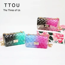 TTOU прозрачный ПВХ цепь желе сумка леди сумка градиент цвета конфеты сумка через плечо для женщин мини сумка клатч