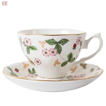

Bone China Luxury Tea Cup Saucer Set Porcelain Hand Painted Coffee Cup High Quality Pottery Bone China Teacup Kuksa Water Cup E5