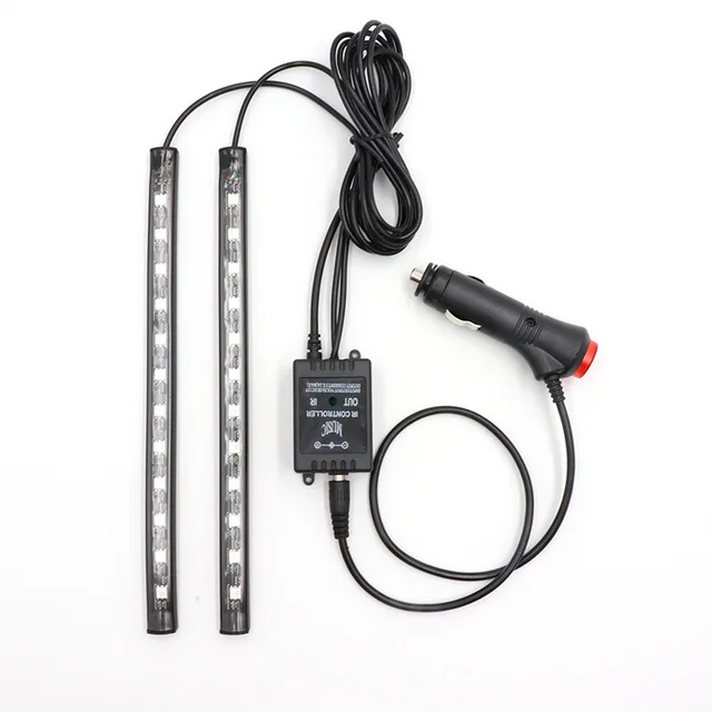 Светодиодный фонарь для ног автомобиля, окружающие огни, DC12V USB, беспроводной музыкальный контроль, красочный RGB Автомобильный интерьер, декоративные атмосферные огни - Испускаемый цвет: 24LED Cigarette