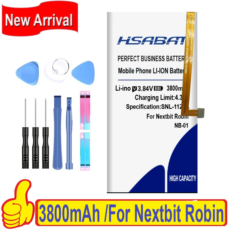 100% Оригинальный HSABAT 3800 мАч NB 01 Аккумулятор для Nextbit Robin|Аккумуляторы мобильных