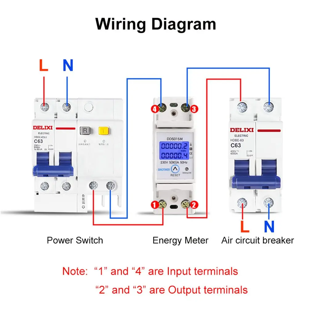 DIN Rail 5-80A AC 230V 50Hz Single Phase Wattmeter Power Consumption Watt Electric Energy Meter kWh with Reset Function