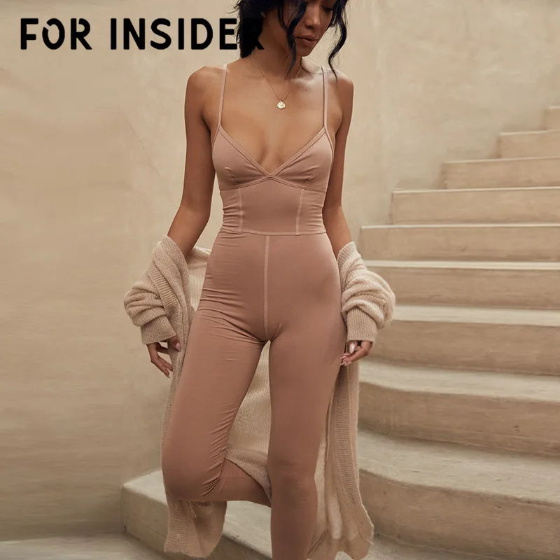 

For Insider Autumn winter sexy long jumpsuit romper Women black bodycon lady playsuit overalls Skinny sleeveless white jumpsuit